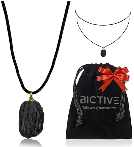 BICTIVE®︎ Collana Tormalina Nera Fatta a Mano. Pietra Naturale. Ciondolo per Donna e Uomo. Protezione Negatività. Regalo
