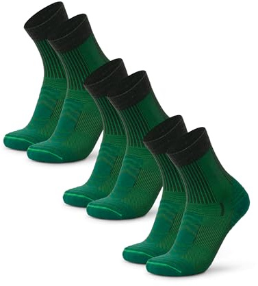 DANISH ENDURANCE Vandringsstrumpor, Lätt Merinoull, Strumpor med anti-blåsor dämpning, för Män & Kvinnor, Unisex, 3-pack, Grön, 43-47