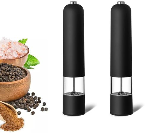 2 molinillos de pimienta eléctricos que funcionan con pilas, molinillo automático de sal y pimienta