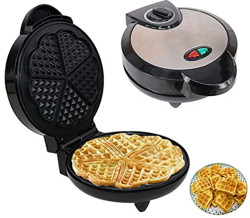 PAHION 5-Scheibe Herzwaffelmaschine Belgische Waffelmaschine Waffeleisen Doppelseitige Gleichmäßige Erwärmung Für Herzförmige Waffeln, Paninis, Hash Browns 1200W