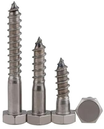 Cilky Metallschrauben 10 Stück 304 Edelstahl Sechskant-Blechschraube Außensechskant-Kappengewindeschneidende große Lange Holzschraube(50mm,M6)