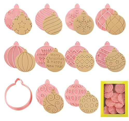 Formine per biscotti a forma di palla di Natale, forme per biscotti di Natale | Stampo per biscotti con ornamento natalizio - 10x set di stampini per biscotti, per dolci natalizi, timbri per