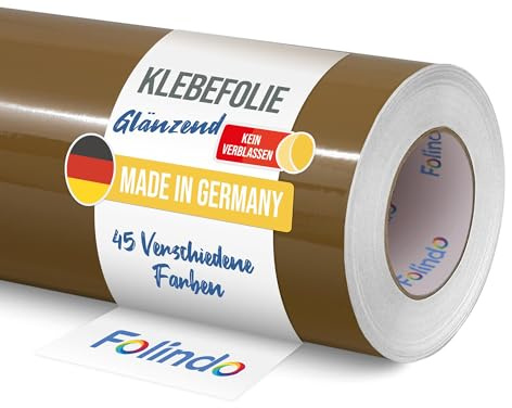 FOLINDO Möbelfolie selbstklebend Glanz Vinyl - langlebige Möbel Klebefolie 081 Hellbraun 5 m x 63 cm - Klebefolie Küche - selbstklebende Folie Möbel - moderne Schrankfolie versch. Größen