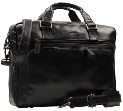 Laptoptasche Echt Leder schwarz für Damen und Herren für Laptop 15,6 Zoll braun schwarz Businesstasche Notebooktasche Arbeitstasche Notebook 15 Zoll Umhängetasche Echtleder