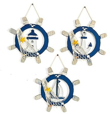 Cabilock Mediterranes Wandornament Im Retro-stil Lenkrad-design Mit Glatter Textur Ruder-dekor Für Schlafzimmer Wohnzimmer Büro Restaurant Werkstatt Leichtgewichtig Für Mobilen Einsatz