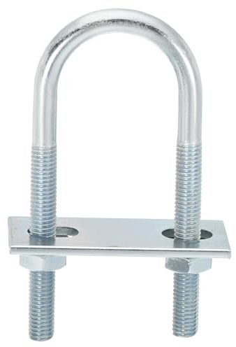 QUARKZMAN 4Pcs Pernos en U Redondos M8, Ancho Interior de 34mm, Longitud de 100mm Perno de Abrazadera en U con Tuercas y Placas, de Acero al Carbono para Reparación Tuberías y Industriale