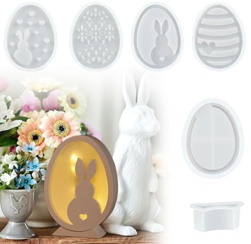 Ayizhiniu 6pcs Stampo Silicone Pasqua, Stampo Silicone Coniglio 3D, Stampo per Coniglietto Pasquale, Stampo in Silicone per Coniglio Uovo di Pasqua, Applica a Fare Artigianato