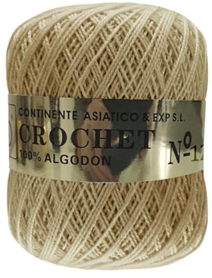 Hilo de Algodón nº12 (Algodón 100%), Madeja de Hilo de 80 gramos, Lana para Crochet, Tejer, Manualidades, Costura, Ganchillo, Amigurumis, DIY, (1, Beige)