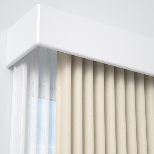 Sistema de rieles de cortina de 220 cm blanco con doble carril silencioso, caja de instalación lateral integrada, riel deflector para un deslizamiento suave y un empalme fácil