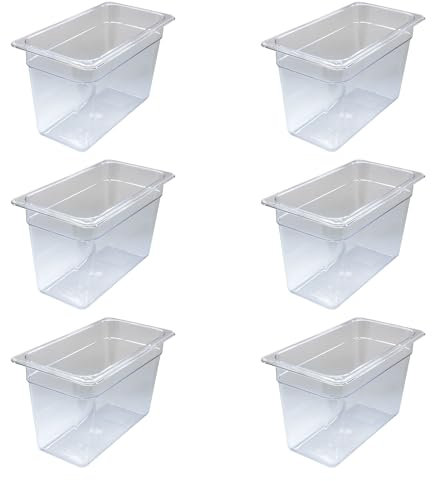 AcMax Gastronorm - Lote de 6 recipientes de policarbonato GN 1/3, 7,8 litros de profundidad, 200 mm