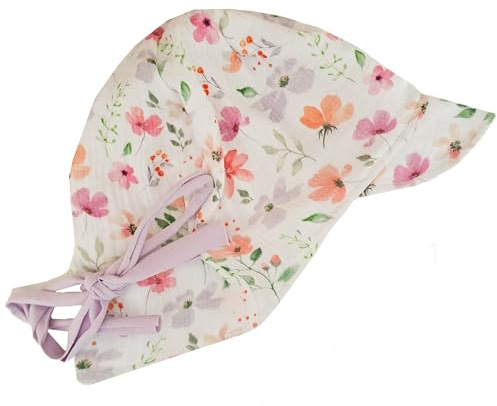 Fuchs & Kiwi Baby Sommerhut Musselin – UV-Schutz 50+ & atmungsaktiv – Mitwachsend – 100% Baumwolle – Öko-Tex – Sonnenhut Baby – Handmade in Berlin (DE/NL/SE/PL, Alphanumerisch, M, Blumen Pastell)