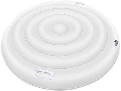 Aufblasbare Whirlpools Abdeckung, Ø 140 cm Thermoabdeckung für Whirlpools, Energiesparender Spa Abdeckung für Whirlpools Outdoor, mit Griff, Winddichter & Regenfester
