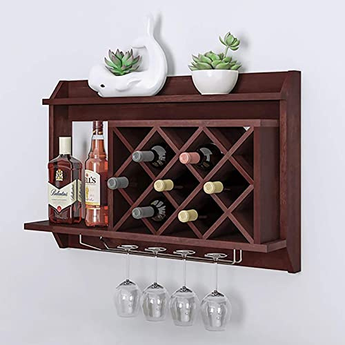 Botellero de Pared de Madera - -Capas Botellero de Pared para Comedor, Sala de Estar, Cocina - Vinoteca de Pared con Soporte de vástago y Estante de exhibición