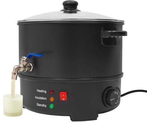 Fundidor de cera de 1000 W, olla de cera de gran capacidad de 8 l, olla eléctrica para fundir diferentes ceras y jabones, etc., adecuado para uso doméstico y de fábrica