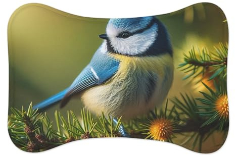 Vibrant Azure Tit Pet Feeding Mat – Anti-Slip Design with Memory Foam for Comfort