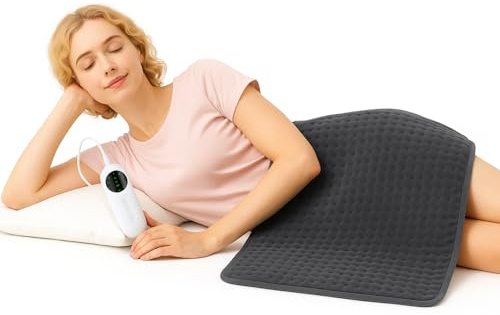 Extra-Large 40x20 XXXL Electric Heating Pads for Back Pain Muscle Pain Relieve, Ultra-Soft Moist & Dry Therapy Heat Pad with 3 Timer Settings 10 Heat Settings