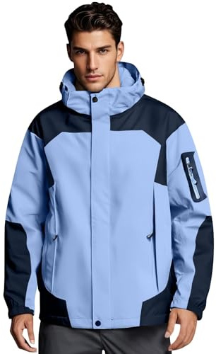 Generico Parka Uomo Invernale Impermeabile Antipioggia Tuta Giubbini Invernali Cappotto Giacca Autunno Abbigliamento Lavoro Jackets Giaccone Giubbino Lungo Impermeabili Blu cielo XL