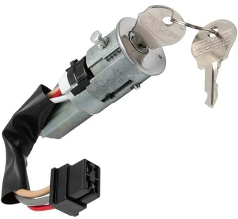 Riloer Cilindro de bloqueo de interruptor de arranque de coche con 2 llaves de plástico y metal de 4 pines compatible con Renault R6 R4 R12 1961-1992 7701348151