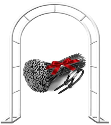 Arco per pergola da giardino per piante rampicanti, robusto traliccio in ferro battuto, pergolato in metallo, pergolato per fiori, 80350 cm, altezza regolabile (bianco, 80 x 220 cm)