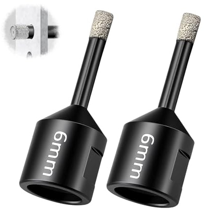 2Pcs 6mm Diamond Drill Bit with M14 Thread | Vacuum brazed bits for compatible angle grinders, suitable for tile, porcelain, marble and granite drilling.
