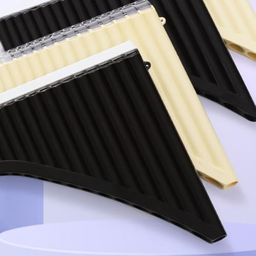 Panflöte mit 18 Rohren in C-Taste, ABS-Harz-Blasinstrument für Holzblasspieler, traditionelles Volksmusikinstrument, kompatibel mit Anfängern, Weiß