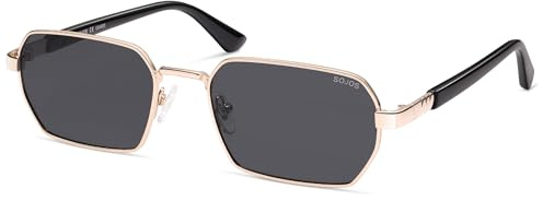 SOJOS Hexagonal Rechteckige Polarisierte Sonnenbrille Damen Herren | Schmale 90er Jahre Rechteckige Quadratische Trend Sonnenbrille UV400 Schutz, SJ1270