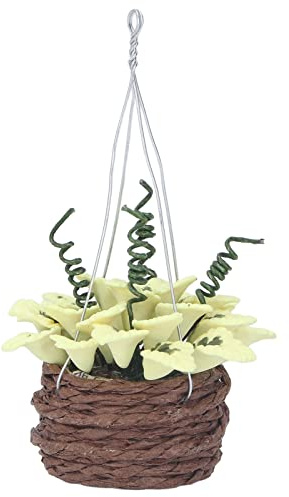 ZUUOZBYY Hanging Basket Decoration Resin Exquisite Miniature Hanging Basket for 1:12 Mini Dollhouse
