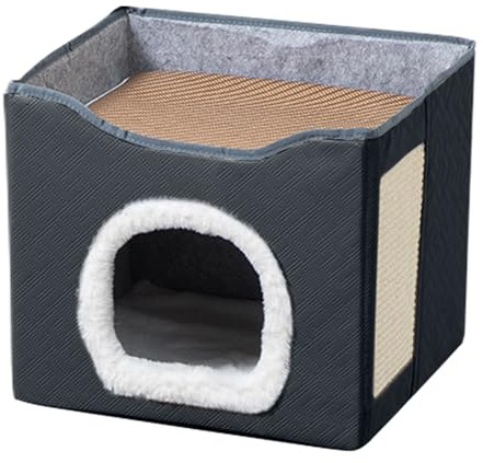 Varm kattgrotta – tvättbar kattungesäng | 40 x 34 x 33 cm katttält för säker värme, mjuk plysch för husdjursbur, sovskydd för husdjur isolerat hus, grottkudde för små djur