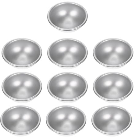 GRIRIW 10 Stück Badesalzformen aus Aluminiumlegierung Halbrunde Badekugeln Formen mit Glatter Oberfläche Praktische Selbstgemacht Kuchenform für Badekugeln Selber Machen