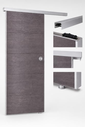 Ondis24 SLIDE - Porta scorrevole in PVC, divisorio per ambienti umidi, 87,4 x 216,8 cm, grigio, XL