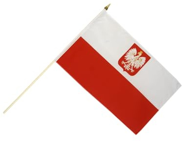 Flaggenfritze Stockflagge Polen mit Adler 30 x 45 cm - handlich zum Schwenken, Dekorieren und Flagge zeigen