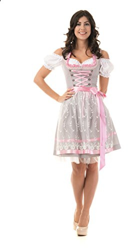 Dirndl Trachtenkleid GRAU/ROSA 3.TLG (201)