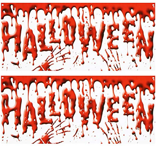 com-four® 2x Halloween Tür-Deko Set, Horror Party Banner, Dekoration | Türen - Fenstern und mehr