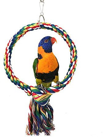 Litewoo Bird Swing Toy Colorful Cotton Rope Perches for Parrots Budgie Parakeet Cockatiel Conure Finch Lovebird