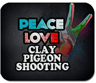 Makoroni - Peace Love Clay Pigeon Shooting - Non-Slip Rubber - Computer, Gaming, Office Mousepad