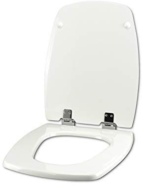idrotop Siège de toilette Abattant WC pour Geberit Allia Cheverny Blanc charnière chrome normal ou ralenti soft close