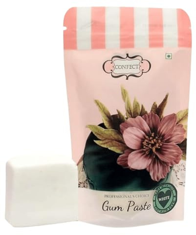 Confect White Gum Paste for Cake Decorating | Chef-Grade Sugar Paste for Making Elegant Roses, Flowers, Ruffles & Leaves | Perfect for Christmas Cakes & Fondant Decorations | Vegan, Gluten-Free, Nut-Free, Palm Oil-Free- 8.8 Oz