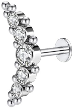 hengkaixuan 16G CZ Cartilage Tragus Earrings G23 Titanium Studs Earrings Women Girls Conch Helix Tragus Piercing