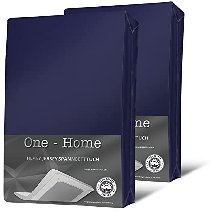 one-home 2 Split Topper Spannbettlaken Navy blau 180x200-200x200 Heavy Jersey Baumwolle