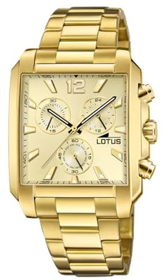 LOTUS Reloj Hombre Analógico de Acero Inoxidable 316l Dorado | Movimiento de Cuarzo, Cronógrafo, Cristal Mineral de Alta Resistencia, Resistente al Agua 5 ATM 18853/5 Special Prices