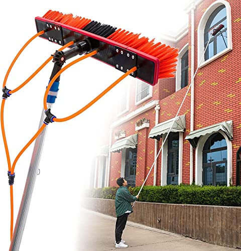 Pxkmouy 6M Wash Spazzolone Kit Spazzola Vetri, per Pulizia di Pannelli Fotovoltaici e Solari, Kit di Pulizia Telescopico Il palo Singolo pesa Solo 0,25 kg Spazzola Telescopica Alimentata ad Acqua