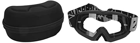 FOLOSAFENAR Kinder Motorradbrille TPU Rahmen transparent verstellbar sturzfest kratzfest klare Sicht Motocross Wandern Sport Schutz für Erwachsene Gesichtsprotektion 8060 Schwarz