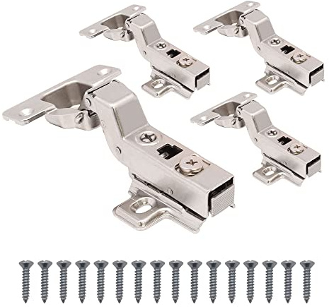 EAI Kitchen Cabinet Hinge | 35mm | Clip On Sprung Soft Close Inset 110 Deg | c/w Screw On Plate | Pack of 4