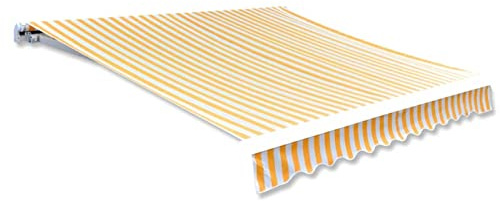 Keketa Markisenbespannung Markisentuch Ersatz-Bezug für Markise Ersatz-Markisenstoff Sonnenschutz Markisenbespannung Ersatzstoff mit Volant ohne Rahmen Orange und Weiß 350x250 cm