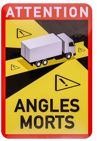 Aufkleber für Toter Winkel, 12 Stück, 25 x 17 cm, selbstklebende Folie für LKW, vorgeschrieben für KFZ ab 3,5 Tonnen in Frankreich, Attention Angles Morts Sticker Truck, Lastkraftwagen Klebesticker