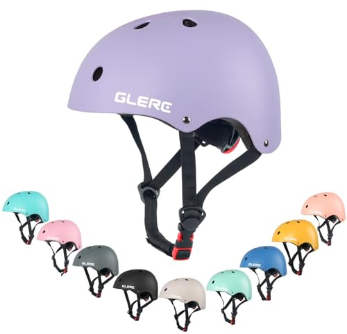 Glerc Casco De Bicicleta para Niños Y Niñas De 3 A 8 Años, Accesorio para Bicicletas Infantiles, Casco Resistente A Impactos Y Golpes para Niños, Talla S, Color Lila.