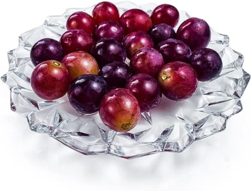 JUGALIADC Fruit Bowl- Lotus Shallow Bowl Crystal Glass Home Clear Candy Dried Fruit Cut Face Table Decorative Decorative Bowl