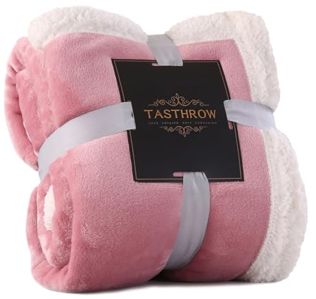 TASTHROW Decke Sofa Kuscheldecke Flauschig 130×180cm, 540GSM Extra Warme Decken Über Bett Oder Sofa Weiche Decke Warm Sherpa Decke für Couch Reisen Camping(Rosa)