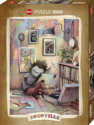 HEYE Puzzle 1000 Teile für Erwachsene „Vinyl Monster“ | Knuddeliges Monster von Mateo Dineen mit Schallplatten & kultigem Vinyl-Flair, 50 x 70 cm
