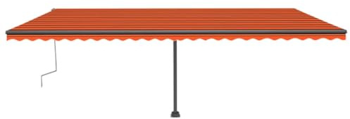 Terassenüberdachung Vordach für haustür Balkonmarkise Gelenkarmmarkise Einziehbar mit LED 600x300 cm Orange und BraunGeeignet für Terrassen, Balkone, Veranden